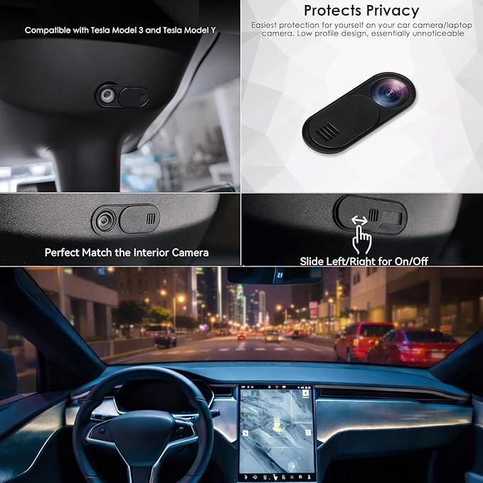 Ultra-Thin (6 Pack) webcam cover Slide for Tesla Model 3 / Y Interior Cabin Camera, Laptop iPhone iPad MacBook Pro Computer iMac Cell Phone PC Accessories Camera Cover Blocker Slider,Great for Privacy