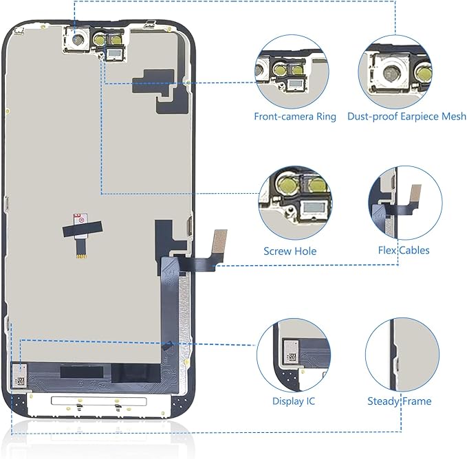 for iPhone 16 Screen Replacement 6.1 inch LCD Display 3D Touch Full HD Digitizer Frame Assembly, Compatible with A3288, A3287, A3081, A3296 Models, Repair Kit + Screen Tempered Protector