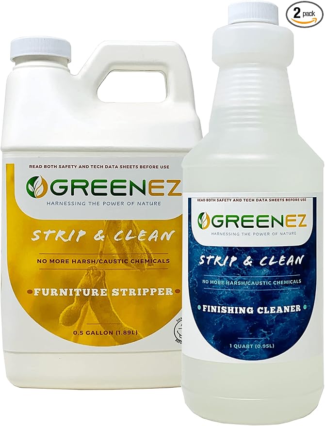 Strip & Clean Furniture Stripping Kit | Removes Multiple Paint Layers | Varnish & Epoxy Remover | Wood Paint Stripper | Melts Coatings | Soy-Based Formula | Includes Residue Removal Spray