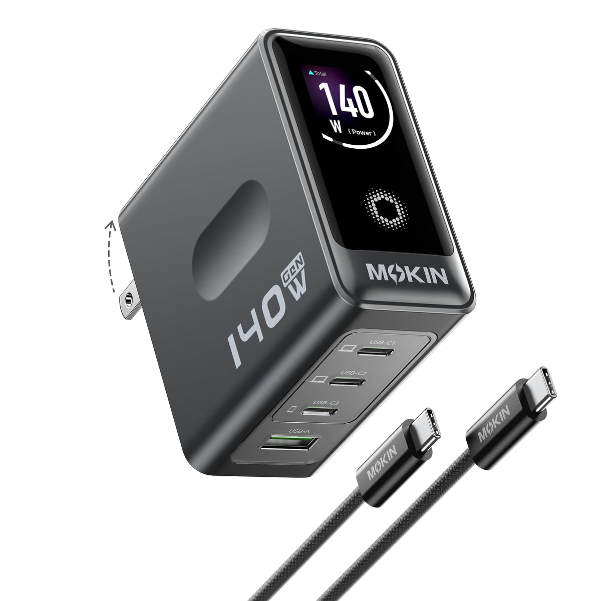 MOKiN 140W USB C Charger, 4-Port Smart Display GaN F | Charging & Powe - Image 1