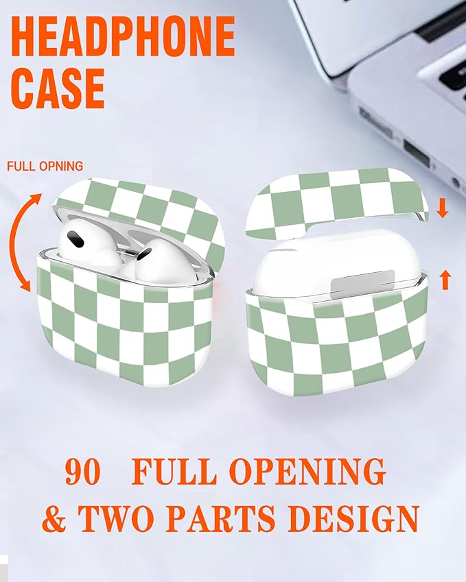 Compatible with Airpod Pro 2nd/1st Generation,360° Full Protection Cover for Girl Women,Cute Accessories Hard Case Portable & Shockproof for Airpod Pro 2nd Charging Case 2023/2022/2019(Sage Green)