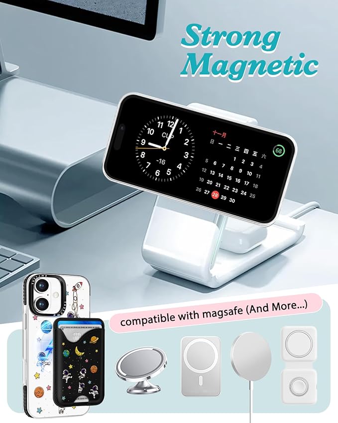 Toycamp for iPhone 16 Case - Compatible with Magsafe with Credit Card Holder Wallet Magnetic Cute Women Teen Girls Kawaii Girly Unique Man Boys Design Pretty Phone Cover for Apple 16 6.1"