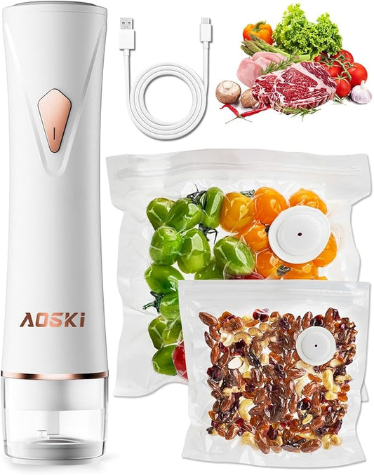 Compact Vacuum Sealer for Food Sealer: Handheld Portable Vacuum Sealer Machine for Food Storage, Rechargeable Food Vacuum Sealing for Kitchen Travel Fridge Meal Prep, Gifts for Mom, Wife, Chef & Home