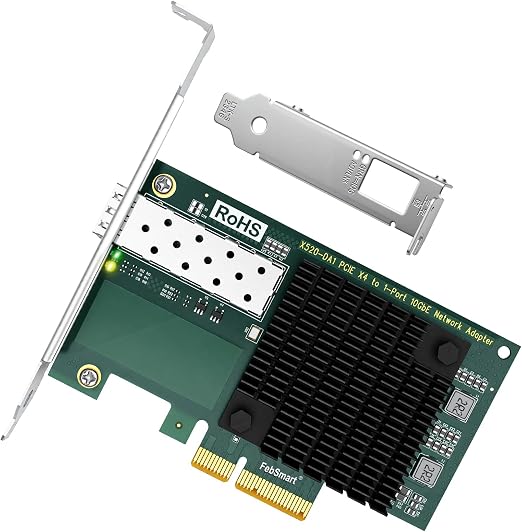 PCIE X4 Interface to 10GbE SFP+ Optical Port Network Adapter for Desktop PC, Intel 82599ES 10Gb/s Ethernet Controller, 10GbE PCIE NIC Card for Gaming, 10Gb/s SFP+ LAN Adapter for Storage (X520-DA1)