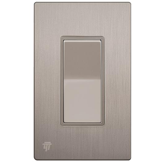 ENERLITES Brushed Nickel Single Pole Decorator Light Switch, 15A, 1 Pack