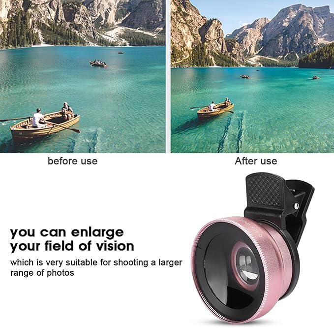 Professional Phone Camera Lens 12.5X Macro Lens and 0.45X Super Wide Angle Lens for Android & iOS Smartphone, Universal Design 2 in 1 Phone Lens Kit