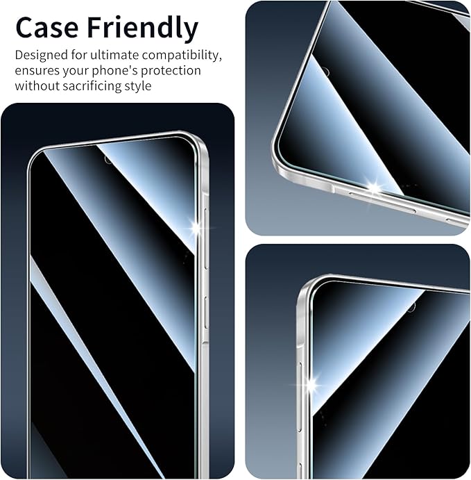 3*Privacy Screen Protector for Samsung Galaxy S24 FE/A56 with a Installation Alignment Aid, Anti-Spy Tempered Glass Film, Dark Private Black Protection, [Shatterproof][ Shockproof][Scratchproof]