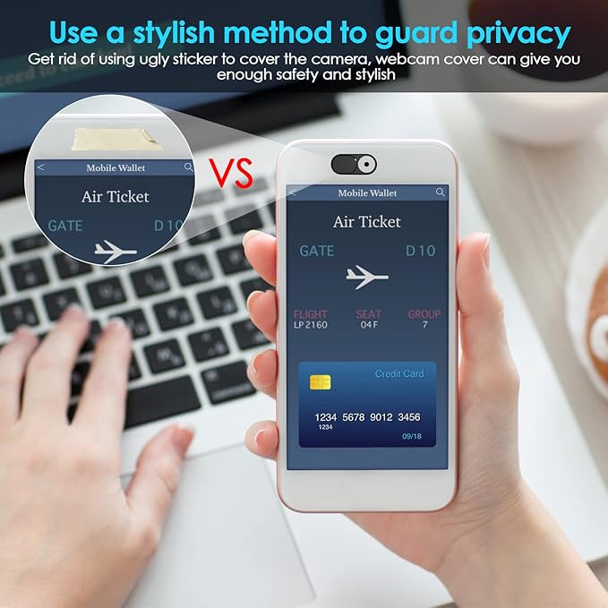 Laptop Camera Cover Slide, 0.027 Inch Ultra-Thin Metal Camera Privacy Covers, Webcam Cover Camera Cover Slide for iPhone, iPad, Mac, MacBook, Laptop, PC, Protect Your Privacy Security (Black-3 Pack)