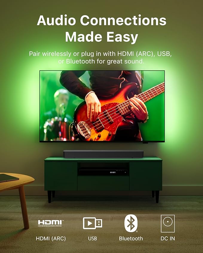 Philips B4000 2.0 Channel Bluetooth Soundbar - HDMI ARC, Roku TV Ready, 60W Max Power, Black