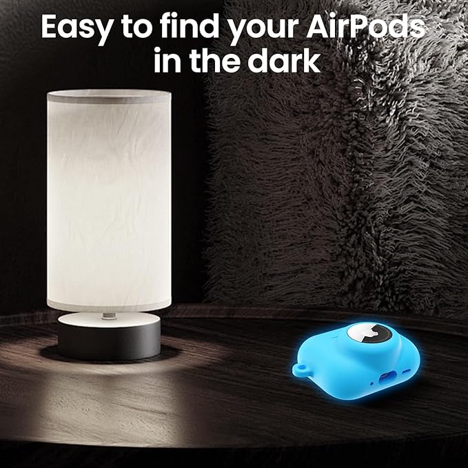 2 in 1 Silicone Case Compatible with AirPods Pro 3 and AirTag 2/1, Shockproof Protective Case Cover for AirPods Pro 3rd Generation 2025 with Cleaner Kit & Carabiner (Glow Blue)