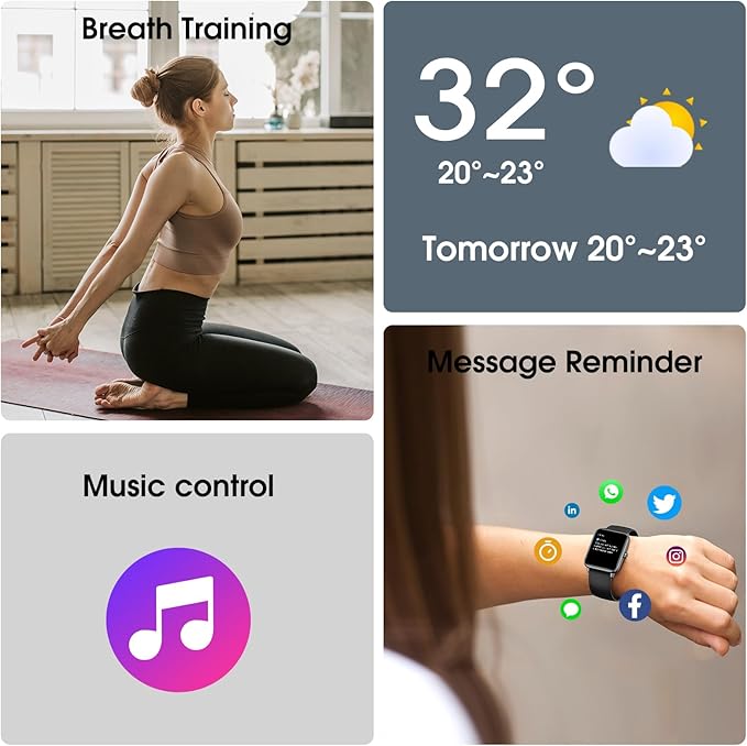 Smart Watch, Fitness Tracker with Heart Rate Monitor, Blood Oxygen, Sleep Tracking, 41mm Smartwatch Waterproof with Pedometer for Women Men Watch Compatible with Android iOS Phones