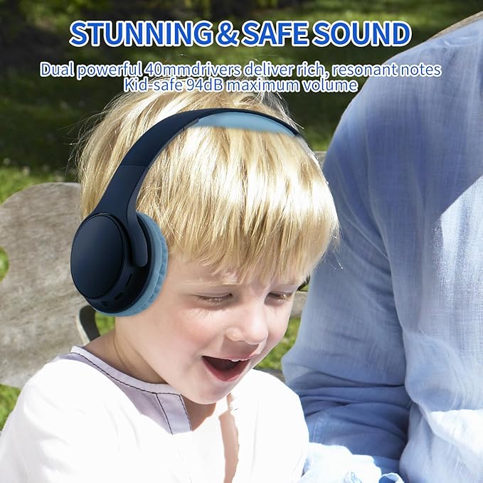 Kids Wireless Headphones, Bluetooth Toddler Headphones,Over Ear Isolation Headphone Foldable with Built-in Mic for Cell Phones TV Tablet School Network Boys Girls (e6 Blue)