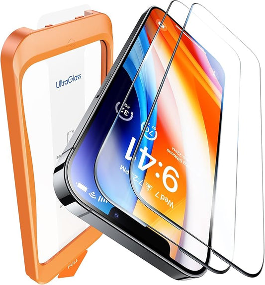 UltraGlass UNBREAK TOP 9H+ Glass for iPhone 12 Pro Max Screen Protector [Military Grade Shatterproof & Longest Durable] Full Screen iPhone 12 Pro Max Glass, 2024 Upgrade, 2 Packs