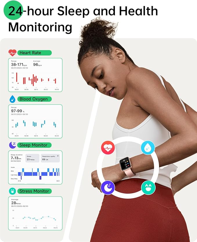 Smart Watches for Women, 1.83" Aleax Bulit-in Smart Watch for Android Phones & iPhones with Calls/Messages/Reminders, 120 Sport Modes Fitness Tracker Watch for Women with Heart Rate/Sleep/SpO2 Monitor