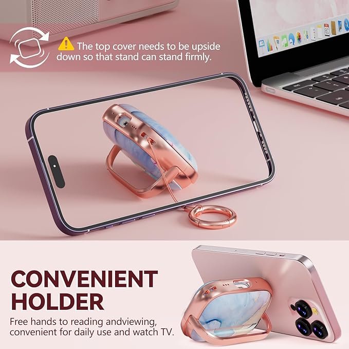 Inesore for AirPods Pro 3 Case 2025 with Lock, for Women Girly Floral Cute Case Compatible with Apple Airpods Pro 3rd Generation Cover, with Phone Stand,Keychain & Cleaner Kit- Rainbow Gold Marble