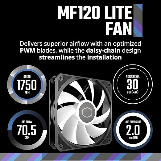 Cooler Master 240 Core II Liquid CPU AIO Cooler ??240mm Radiator, Dual ARGB PWM Fans, Infinity Mirror Dual-Chamber Pump, Quiet Cooling & Easy Installation, AMD AM5/AM4 & Intel LGA 1851/1700, Black