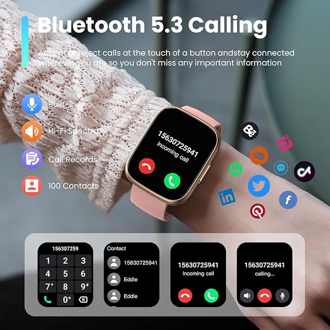 Smart Watch for Men Women (Answer/Make Call), 1.95" Touch Screen Fitness Tracker with Heart Rate/Sleep Monitor, IP68 Waterproof Smartwatch for Android iOS, Fitness Watch with 120+ Sports Modes, Pink