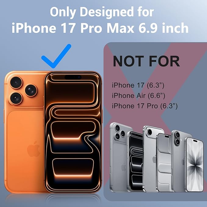 Red2Fire for iPhone 17 Pro Max Case Waterproof, [Built-in Screen Protector & Camera Protector][Compatible with MagSafe][Full Body Shockproof][IP68 Waterproof][Dustproof] Phone Case 6.9" Blue/Clear