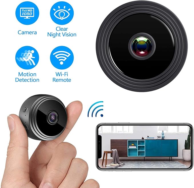 WiFi Camera Night Vision - Motion Detection Nanny Cameras - Small Wireless Camera for Pet/Nanny Monitor Pan/Motion Detection - HD 1080P