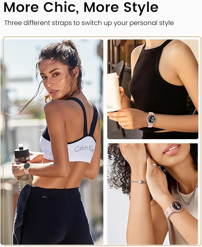 Smart Watches for Women(Answer/Make Calls), 1.27'' AMOLED Screen Activity Trackers with Heart Rate/Sleep/SpO2 Monitor, Smartwatch for iPhone/Samsung/Android, 120+ Sport Modes IP68 Fitness Watch Pink