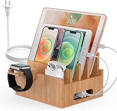 Pezin & Hulin Bamboo Charging Station with USB Charger,5Cables-Natural - Image 1