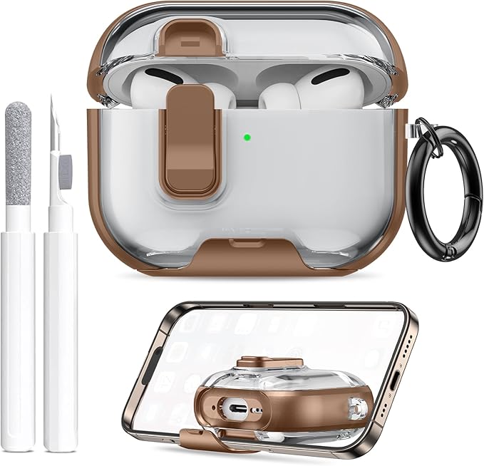 for AirPods Pro 3 Case (2025) with Phone Stand & Cleaner Kit, Cute Soft Silicone Cover for AirPods Pro 3rd Genera case with Keychain for Women Men with Keychain for Airpod Pro case(2025) Rose Gold