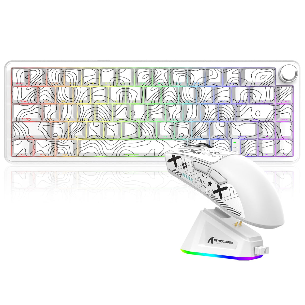 ATTACK SHARK X65 PRO HE Magnetic Keyboard & X11 Gaming Mouse Combo, White
