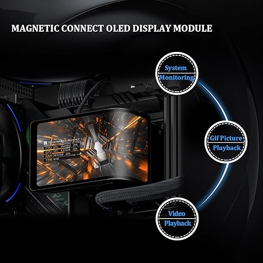 Thermalright Wonder Vision 360 Turbo ARGB Black AIO CPU Cooling,CPU Water Cooler System,6.67inch Curved Screen with 2400x1080 Resolution,for AM4/AM5,LGA1851/1700,7:3 Visual Scale Screen Ratio for 3D
