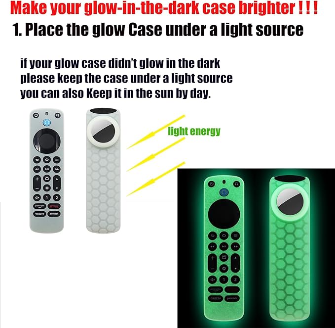 Silicone Cover Compatible with Fir TV Alexa Voice Remote Pro 2022 with Airtag Holder,Tracker Cover with Hole for Tile Sticker,Glow Green
