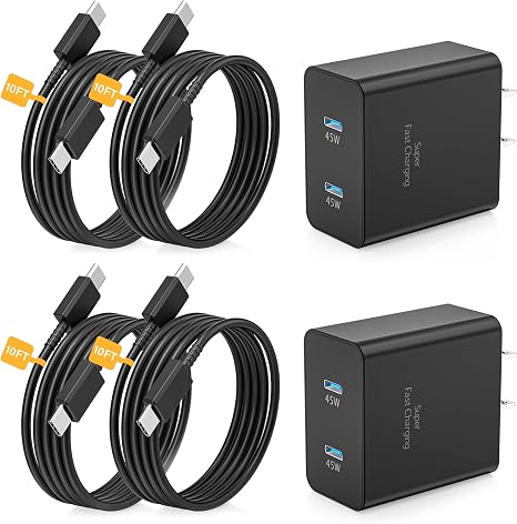 Super Fast Charger Type C，2Pack Dual Port USB C Charger for Samsung Charger