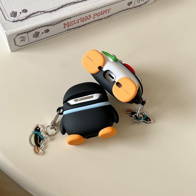 Case Compatible with Airpods 3, Cute Kawaii Camera Penguin Design Earbuds Cover, Kids Boys Girls Portable Accessories Soft Silicone Wireless Earphone Shockproof Protector for Gifts