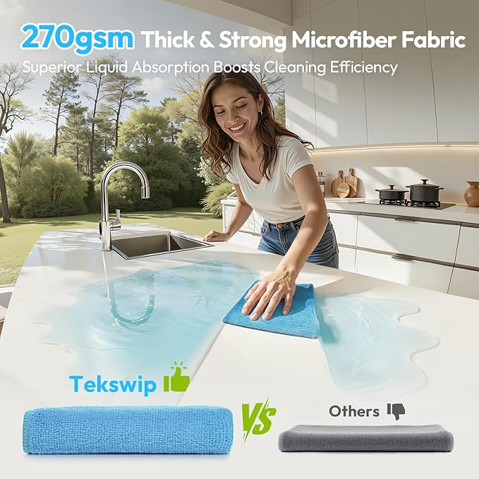Microfiber Cleaning Cloths 12x12IN 24Pack Grey Lint Free Kitchen Cloths - Extra Thick, Streak-Free, Lint-Free, Fast Absorbent - Reusable Multi-Purpose Housekeeping Rags for Cars, Dishes, Floors, Tiles