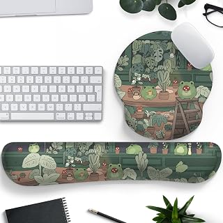 Cute Frog Mouse Pad with Wrist Rest Kawaii Green Decor Pain Relief Mat, Ergonomic Mouse Pad for Desk Computer Keyboard Laptop, Desk Decor Office Accessories for Girl Wrist Rest for Computer Keyboard. - Image 1