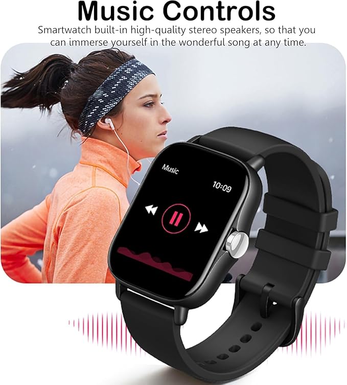 Smart Watch, 1.81" Upgraded Full Touchscreen Smart Watch for Android iPhones with Heart Rate Blood Pressure Monitor, Multiple Sports Fitness Tracker with Smart Watches for Women Men (Black)
