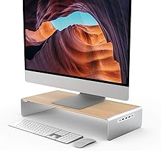 j5create Wooden Monitor Stand with USB Type C/HDMI Docking Station - Image 1