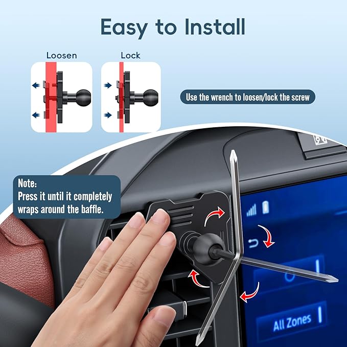 Car Vent Magnetic Phone Mount Compatible with 2021-2025 Ford F-150, 2022-2024 F-150 Lightning XL & PRO,2023-2025 Ford Super Duty, Metal Cell Phone Holder Cradles Bracket Stand for All Smartphones