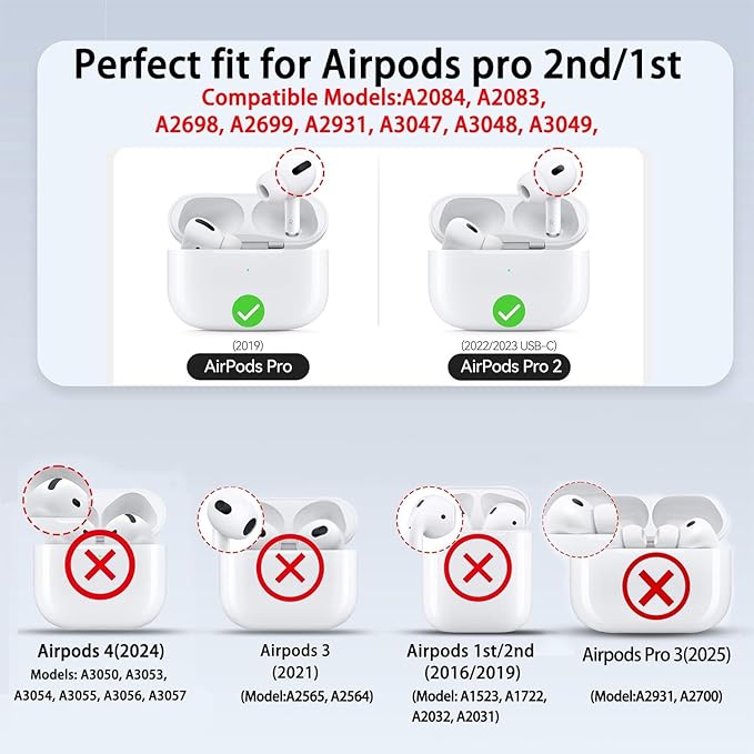 for AirPods Pro 2 Case 2025 with Lock Clear Cases,Soft TPU Cover for Airpods Pro 2rd Case for Air pod Pro 2 Cover with Keychain Cute Airpods Pro 2 Gen for Women Girls