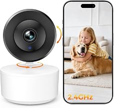 VSKY 3MP Rotatable WiFi Camera for Pet Baby Watching, Wall Mountable PT Camera 7x24h Recording DC5V Type-C Power Supply, White - Image 1