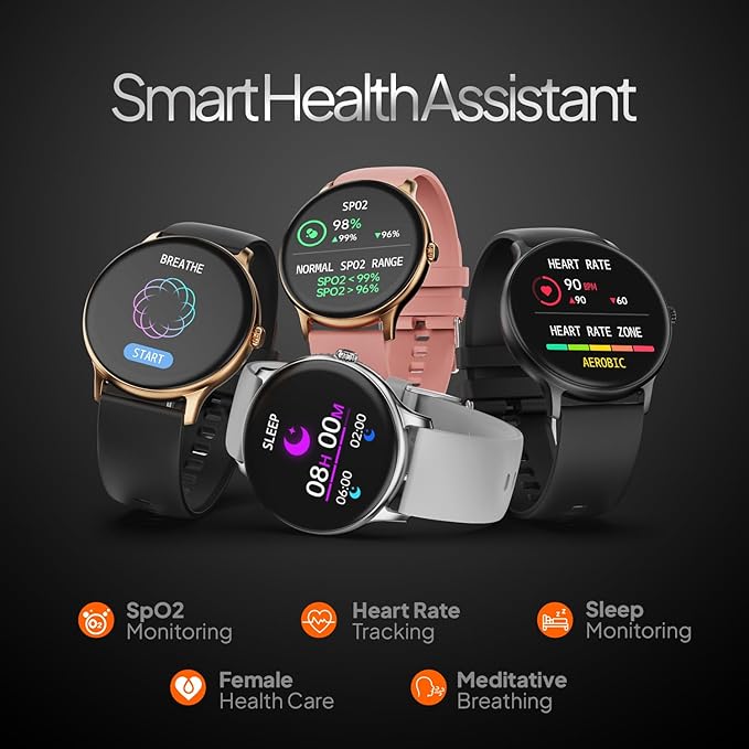 Fire-Boltt Phoenix Pro 35.3mm (1.39 inch) Bluetooth Calling Smart Watch, AI Voice Assistant, Metal Body with 120+ Sports Modes, SpO2, Heart Rate Monitoring. (Gold Pink)