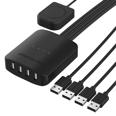 SABRENT USB 2.0 Sharing Switch for 4 Computers, LED Indicators (USB-USS4)