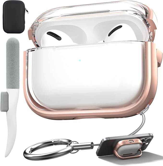 Valkit Compatible AirPods Pro Case, Clear with Lock & Cleaner Kit, Soft Shockproof Protective Case for AirPods Pro Gen 2/1