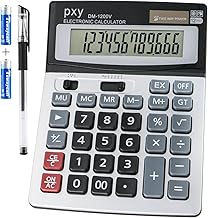 Desk Calculator 12 Digit Extra Large LCD Display, Touch Comfortable with Big Buttons, PXY Two Way Power Battery and Solar Standard Function Office Calculators - Image 1