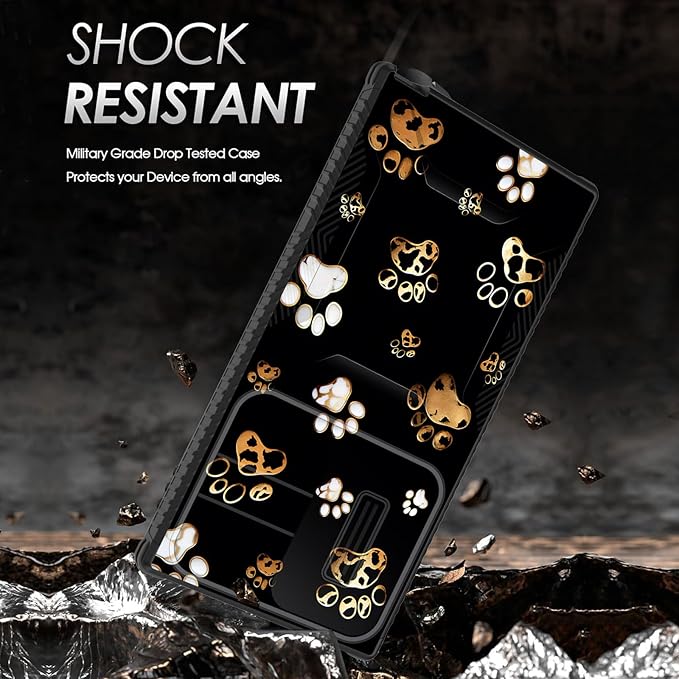for Galaxy S25 Ultra Case Built in Slide Camera Lens Cover,Heavy Duty Shockproof Protection Dual Layer Case for Samsung Galaxy S25 Ultra 6.9" 2025,Cute Dog Paw Prints