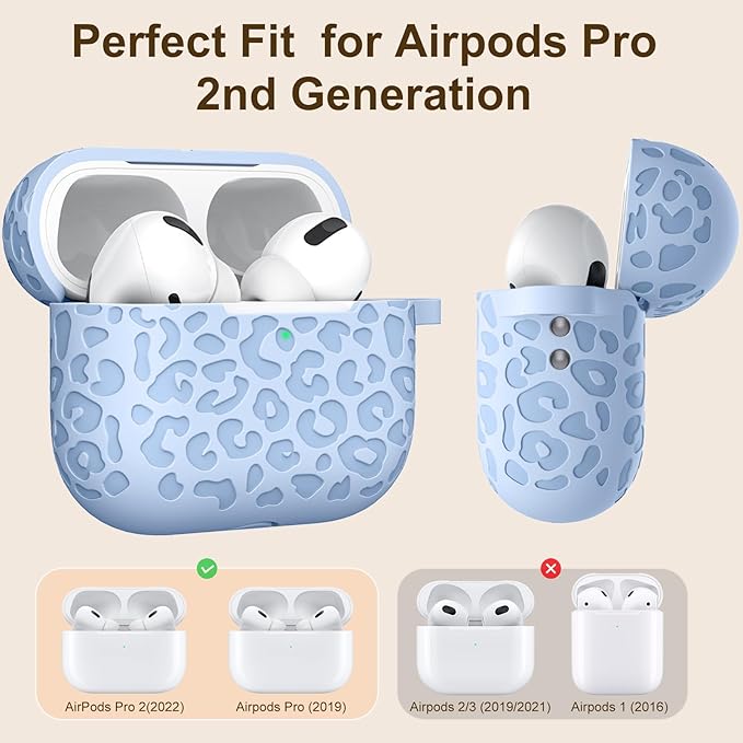 Leopard Engraved for Airpods Pro 2nd Generation Case/Soft Silicone Compatible with Apple Airpods Pro 2nd Generation Cover,Front LED Visible.Lalic