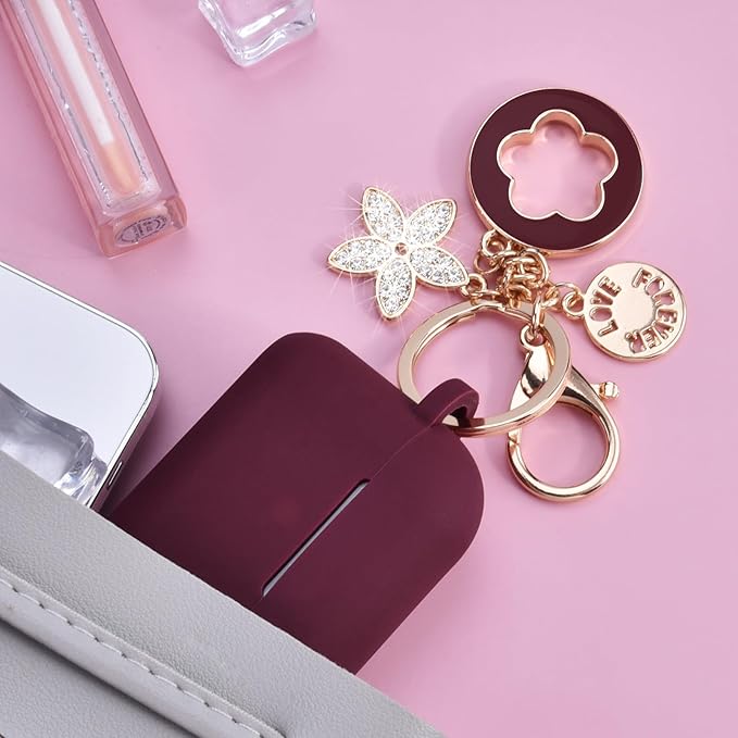 VISOOM for AirPods Pro 3 Case 2025, Silicone Case for Apple Air Pods Pro 3rd Generation Cover Women, Cute iPods 3 Protective Cover with Bling Keychain & Cleaning Kit,Burdungy