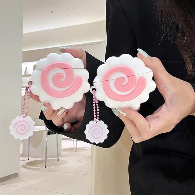 Case Compatible with 2024 Airpods 4, Cute Kawaii Fish Board Design Keychain Case Cover, Portable Earbuds Accessories Soft Silicone Shockproof Wireless Earphone Protector with Pendant White