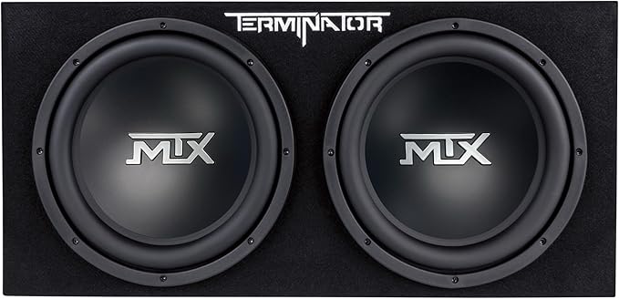 MTX Dual 12-Inch Subwoofers with Loaded Enclosure, 1200W Max Power, 400W RMS, Terminator - Car Audio Subwoofer and Speaker System with Deep Bass Sound