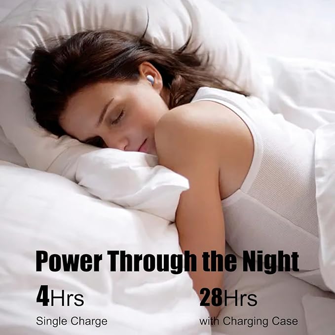 Sleep Earbuds, Wireless Bluetooth 5.3 Invisible Earbuds, Sleeping Headphones for Side Sleepers 35dB Comfortable Noise Cancelling, 28H Playtime Ear Buds, Touch Control Skin Color