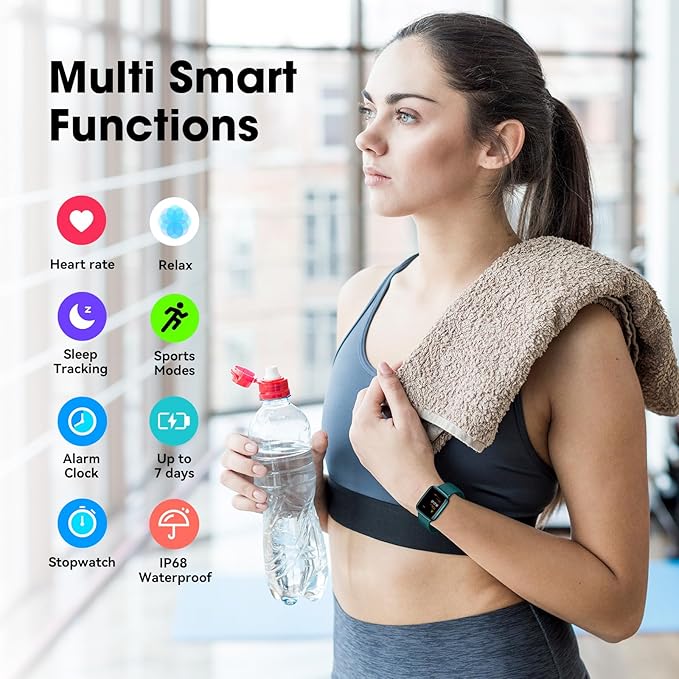 Fitness Tracker Watch with Heart Rate Monitor, Activity Tracker with Pedometer, Sleep Monitor, Calories & Step Counter, IP68 Waterproof Smart Watches for Women Men Fitness Watch for Sports