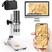4K Microscope with Professional Stand + Case for iPhone Android PC, 50-1000X Digital USB Microscope Endoscope HD Camera for All Cellphones iPad Android Tablet Windows Mac Chrome Linux